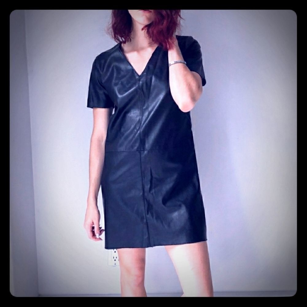 One Clothing Black Faux Leather Mini Dress
